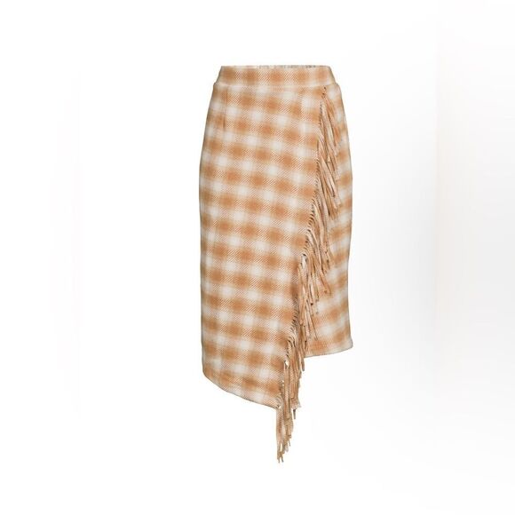Fringed Faux Wrap Skirt - Picture 1 of 5